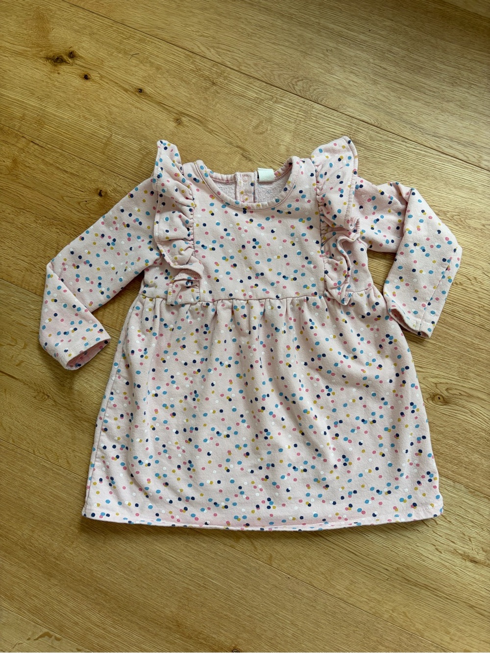 Tucker + Tate 24 month Girls' Pink Polka Dot Ruffle Long-Sleeve fleece Dress
